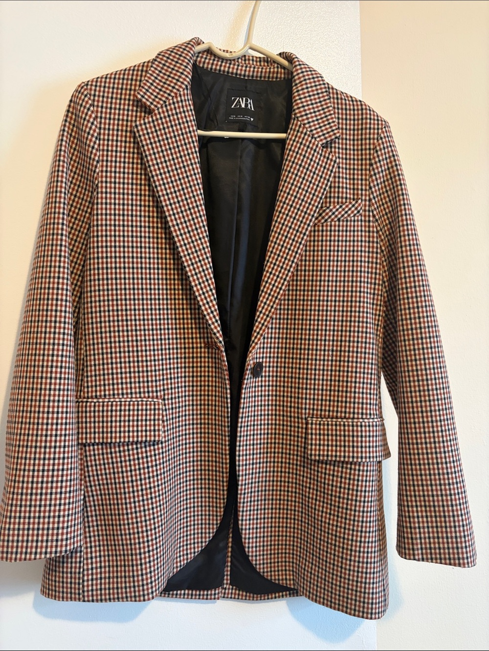 ZARA Women’s Check Sport Coat in Brown and Black